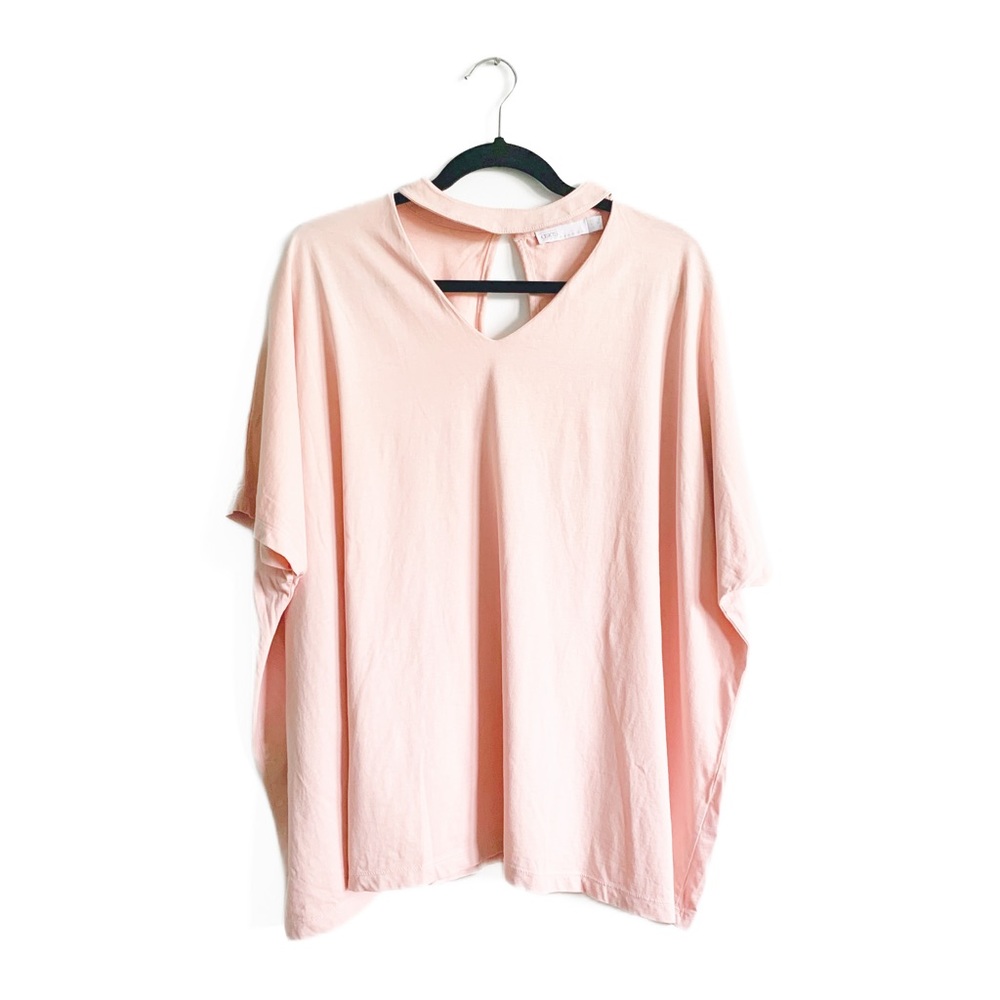 ASOS Oversized Choker Tee Pink V Neck Boho